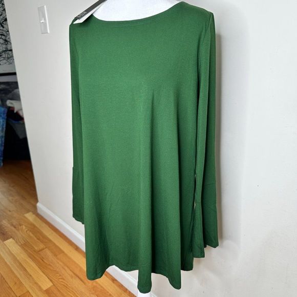 Eileen Fisher Ballet Neck Tunic Top Hemlock (Green) Size Lg - Picture 3 of 6